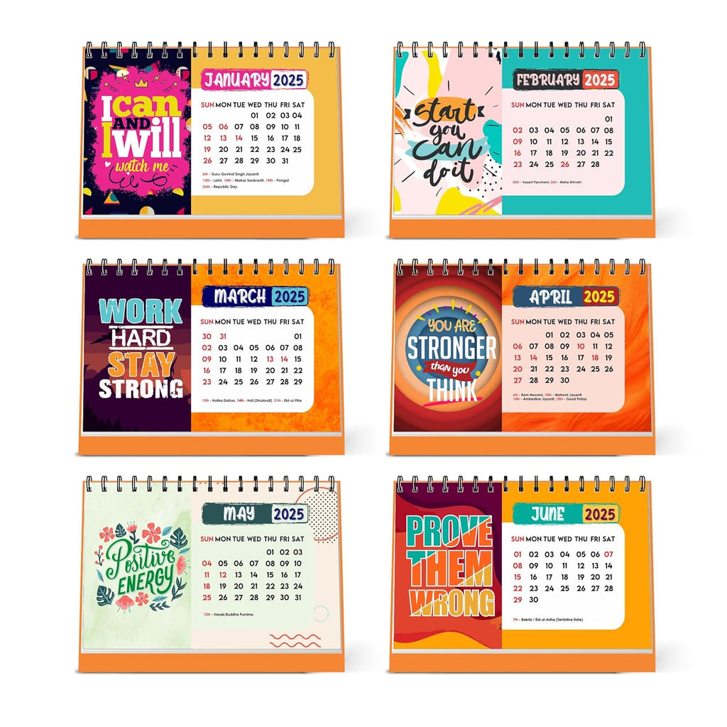 I can I will Motivational Desk & Office Table Calendar 2025 with Quotes 12 Monthly Pages with Thick Paper Twin-Wire Binding Table Calendar 2025 (A5 Size, 8.5" x 5.5")