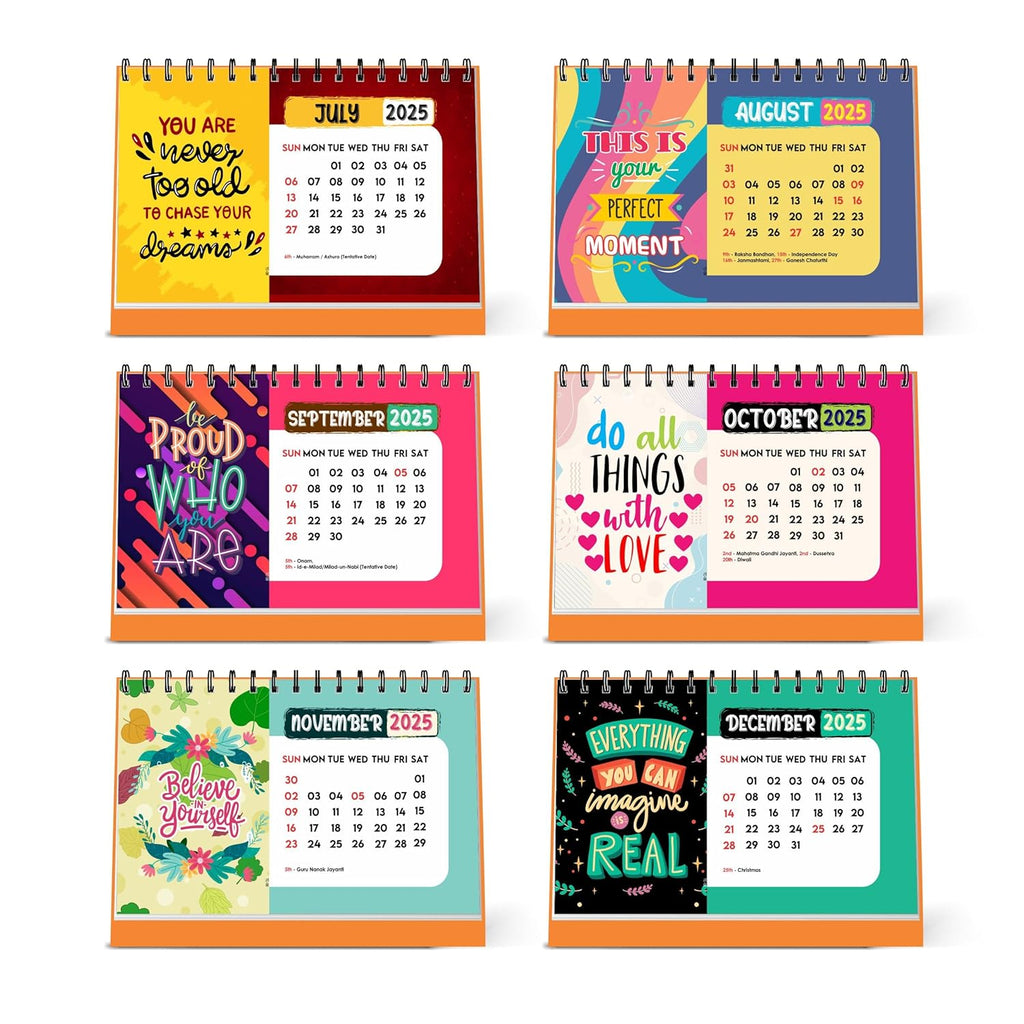 I can I will Motivational Desk & Office Table Calendar 2025 with Quotes 12 Monthly Pages with Thick Paper Twin-Wire Binding Table Calendar 2025 (A5 Size, 8.5" x 5.5")
