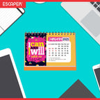 I can I will Motivational Desk & Office Table Calendar 2025 with Quotes 12 Monthly Pages with Thick Paper Twin-Wire Binding Table Calendar 2025 (A5 Size, 8.5" x 5.5")