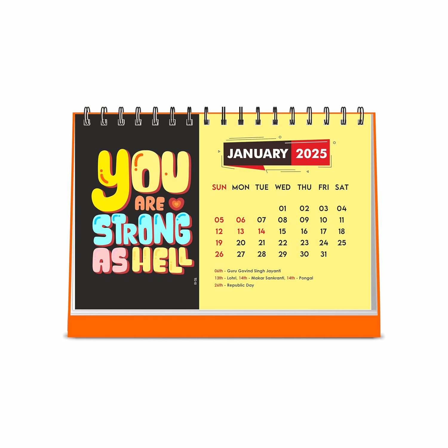 You are Strong 2025 Motivational Desk Calendar with Inspirational Quotes - A5 Size, Twin-Wire Binding, 12 Monthly Pages