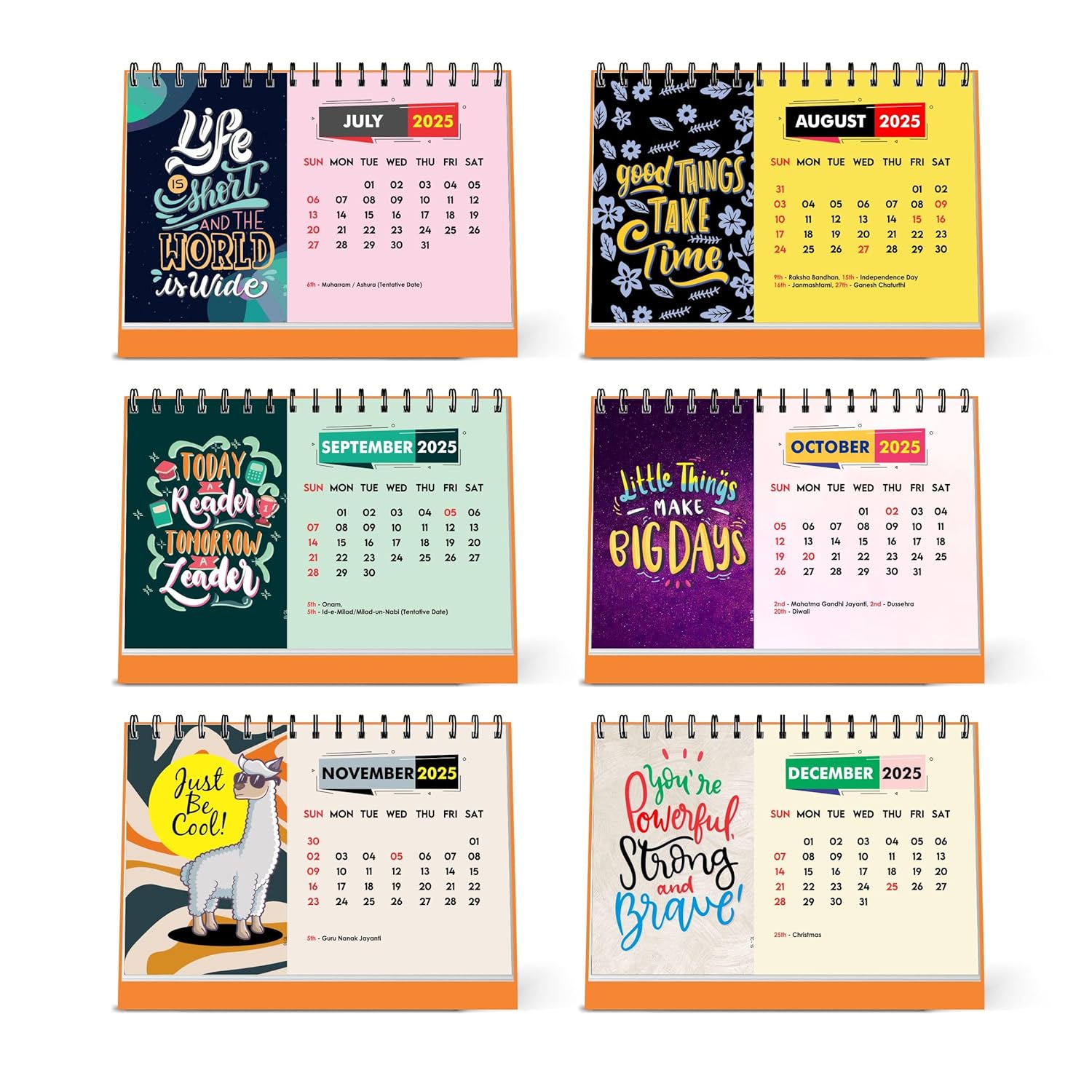 You are Strong 2025 Motivational Desk Calendar with Inspirational Quotes - A5 Size, Twin-Wire Binding, 12 Monthly Pages