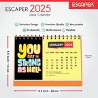 You are Strong 2025 Motivational Desk Calendar with Inspirational Quotes - A5 Size, Twin-Wire Binding, 12 Monthly Pages