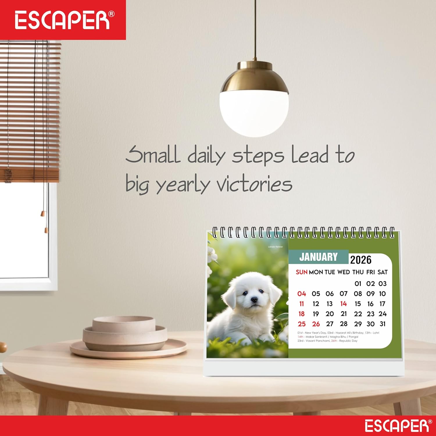 Cute Puppies 2026 Desk Calendar, A5 Size Puppy Desktop Calendar, Puppy Lover Gift, 16-Page Desk Calendar with Holidays & To-Do List, New Year Gift, Dogs Calendar 2026