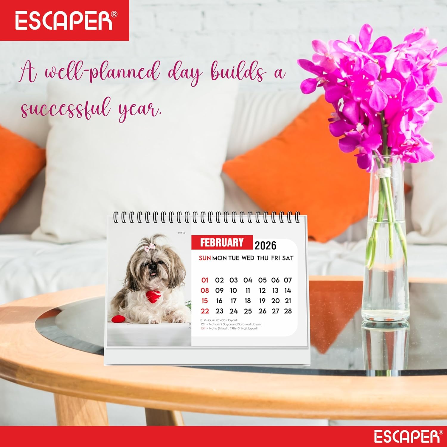 Cute Puppies 2026 Desk Calendar, A5 Size Puppy Desktop Calendar, Puppy Lover Gift, 16-Page Desk Calendar with Holidays & To-Do List, New Year Gift, Dogs Calendar 2026