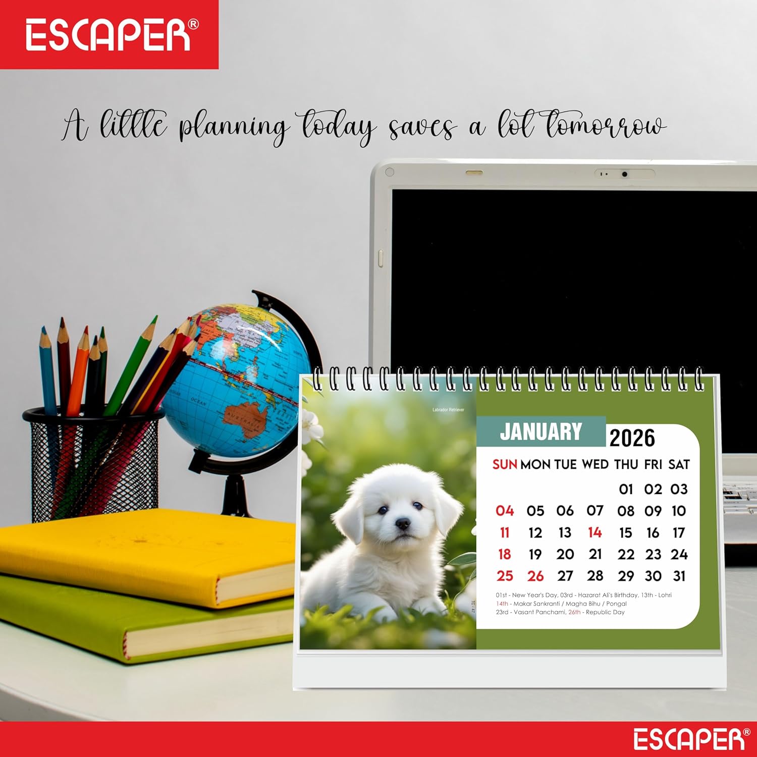 Cute Puppies 2026 Desk Calendar, A5 Size Puppy Desktop Calendar, Puppy Lover Gift, 16-Page Desk Calendar with Holidays & To-Do List, New Year Gift, Dogs Calendar 2026