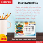 Positive Motivational Desk Calendar 2026 with Quotes, Table Calendar 2026 for Office Desk & Study Table, 12 Monthly Pages, Twin-Wire Binding (A5 Size, 8.5" x 5.5")