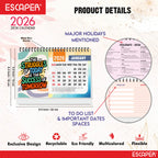 Positive Motivational Desk Calendar 2026 with Quotes, Table Calendar 2026 for Office Desk & Study Table, 12 Monthly Pages, Twin-Wire Binding (A5 Size, 8.5" x 5.5")