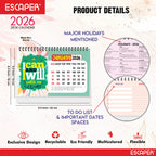 I Can I Will Motivational Desk Calendar 2026 with Quotes, A5 Size 8.5" x 5.5", Table Top Calendar 2026, Study Table Calendar, New Year Desk Calendar for Office & Gifting