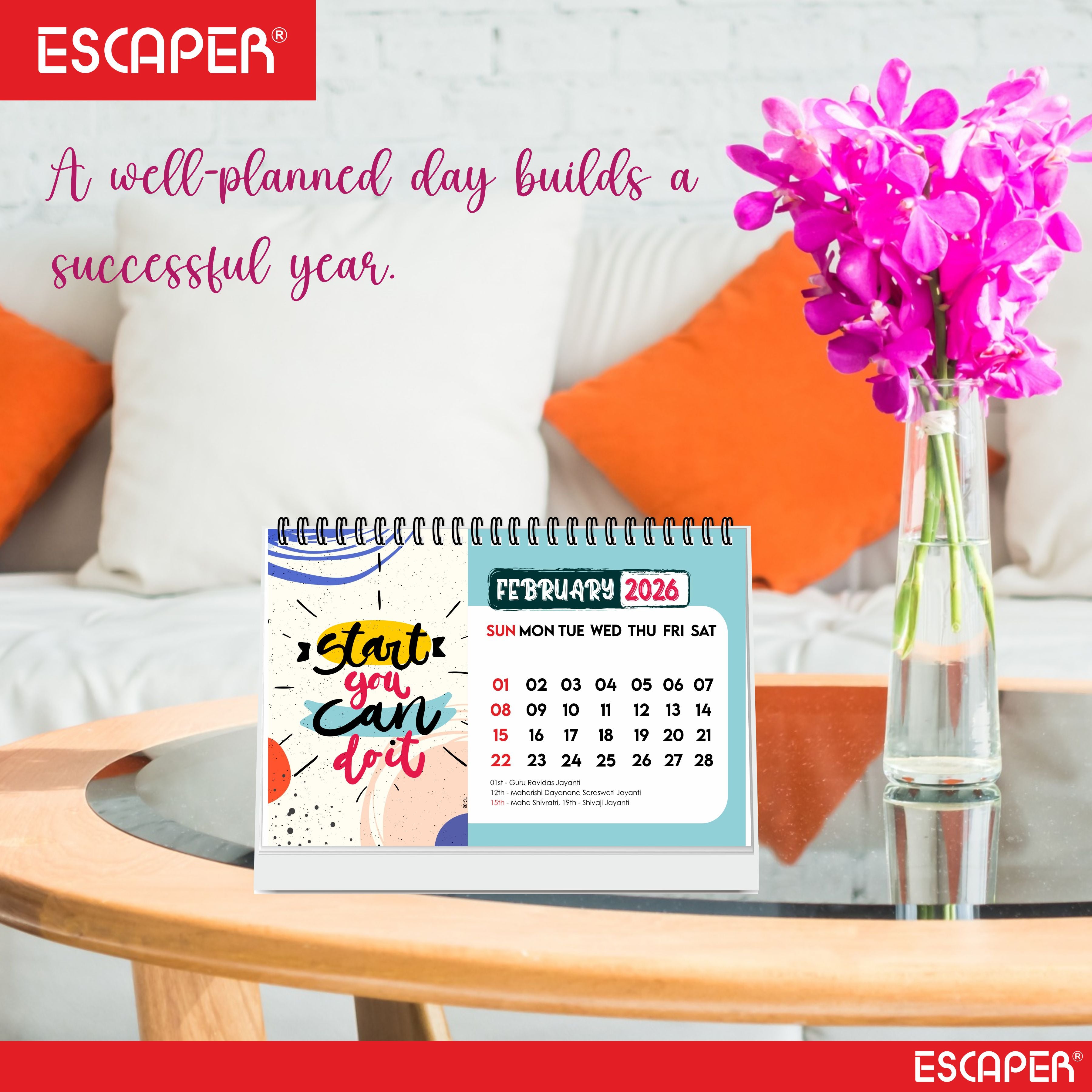I Can I Will Motivational Desk Calendar 2026 with Quotes, A5 Size 8.5" x 5.5", Table Top Calendar 2026, Study Table Calendar, New Year Desk Calendar for Office & Gifting