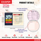 You Are Strong 2026 Motivational Desk Calendar with Quotes, A5 Size Desktop Calendar for Study, Office, Cute New Year Calendar & Inspirational Gift