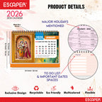Lord Krishna Table Calendar 2026, Radha Krishna Desk Calendar, A5 Size 8.5 x 5.5", Cute Table Top Calendar, Shri Krishna Calendar 2026, New Year Calendar for Office & Gifting