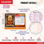 Hanuman Ji Desk Calendar 2026, A5 Size 8.5 x 5.75", Lord Hanuman Table Calendar 2026, Religious Hindu God Calendar, Table Top Calendar 2026