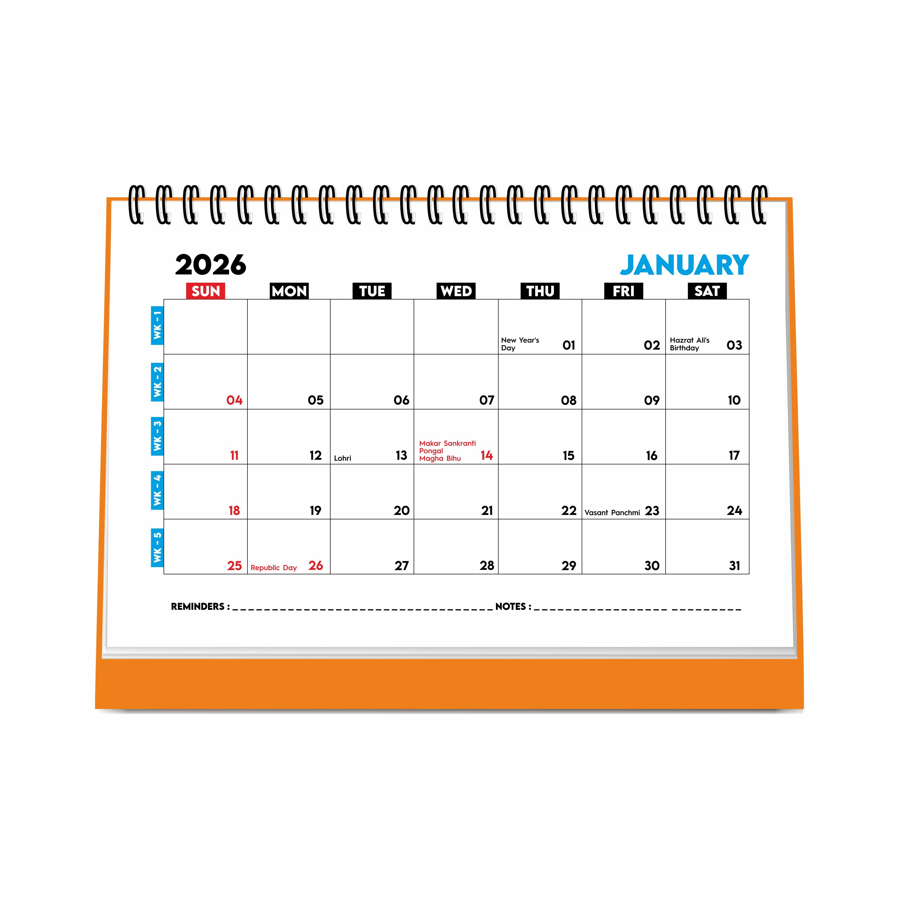 Desk Planner & Table Calendar – A5 Daily Organiser for Home, Office & Study - Track Tasks, Notes, Meetings, Deadlines and Important Dates, 2026 New Year Gift