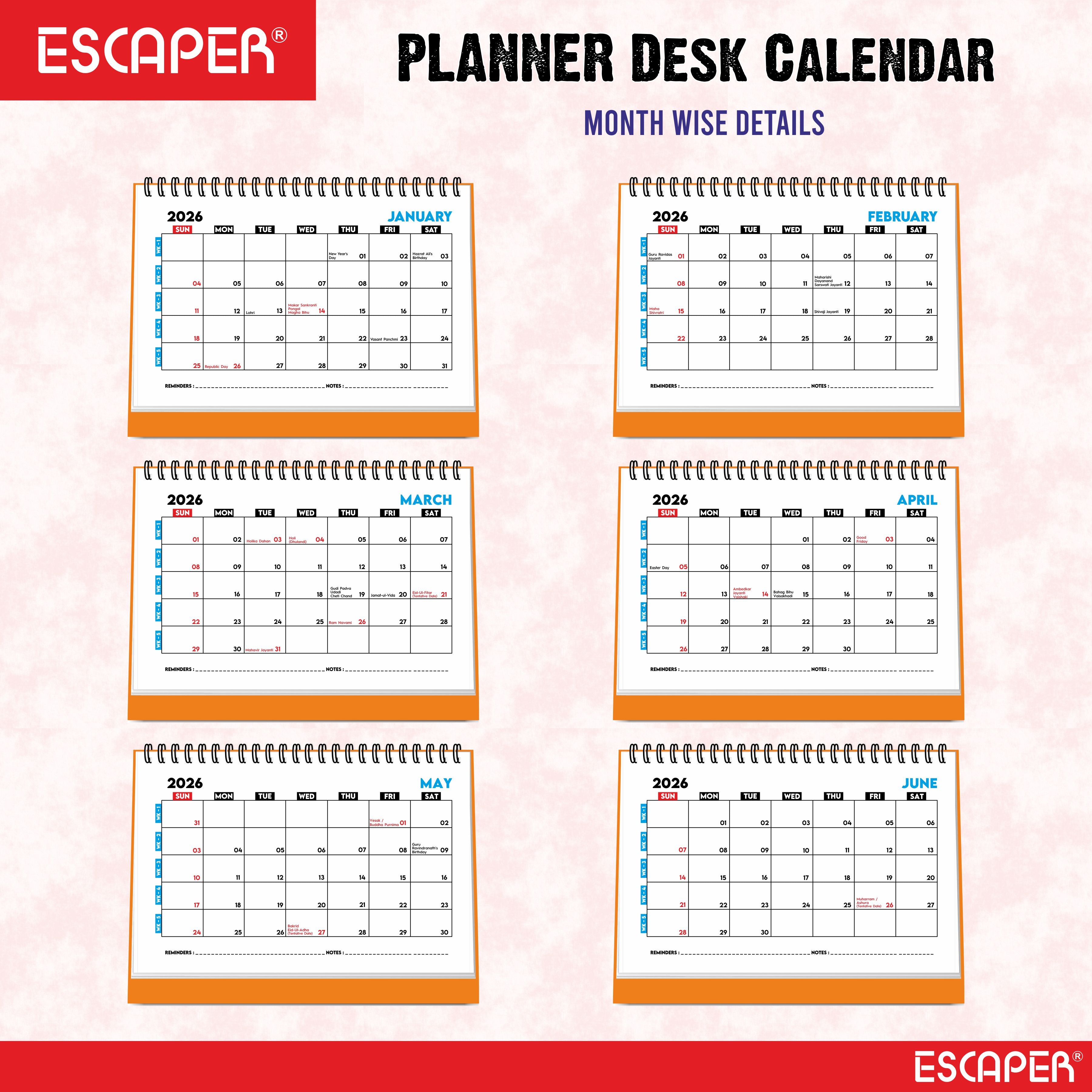 Desk Planner & Table Calendar – A5 Daily Organiser for Home, Office & Study - Track Tasks, Notes, Meetings, Deadlines and Important Dates, 2026 New Year Gift