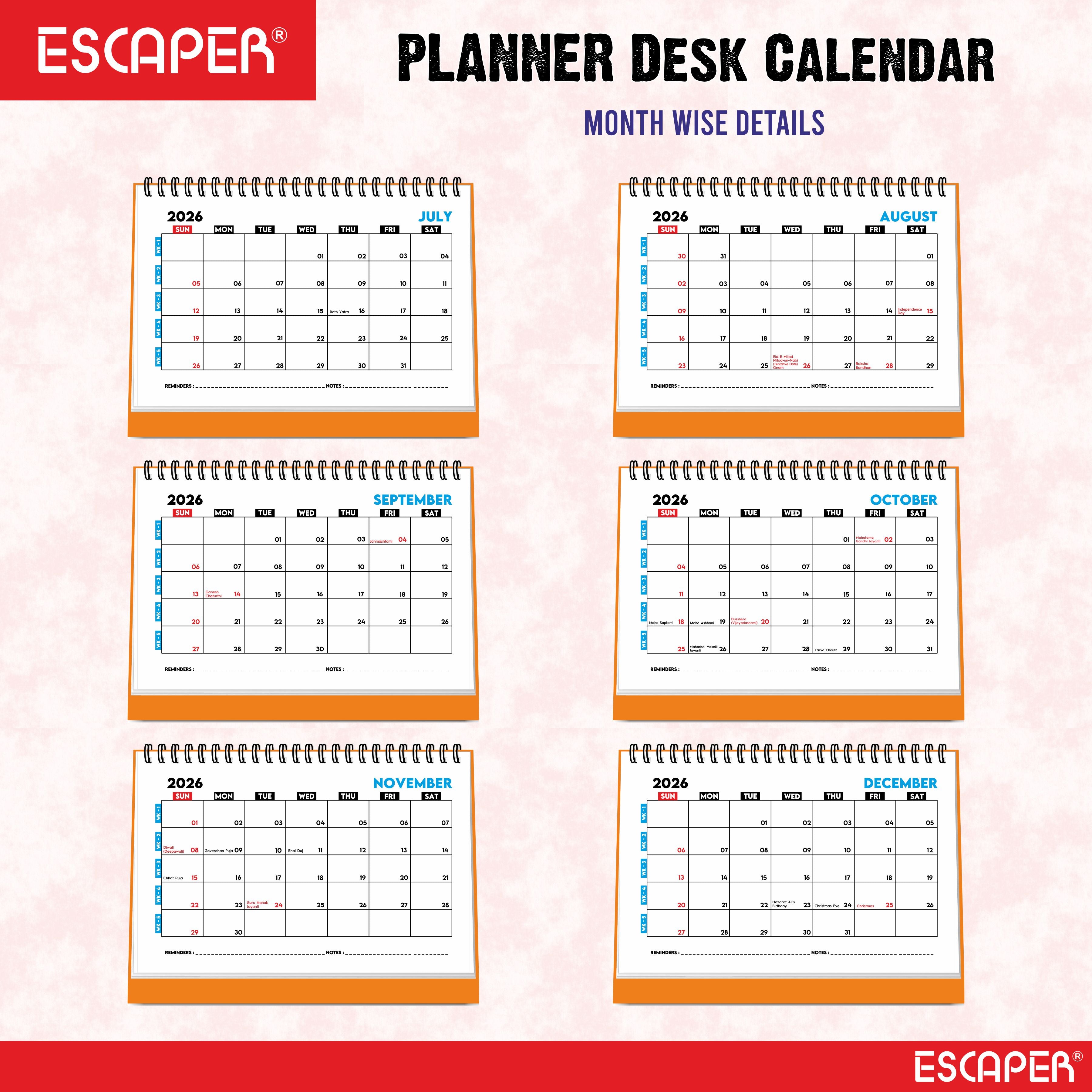 Desk Planner & Table Calendar – A5 Daily Organiser for Home, Office & Study - Track Tasks, Notes, Meetings, Deadlines and Important Dates, 2026 New Year Gift