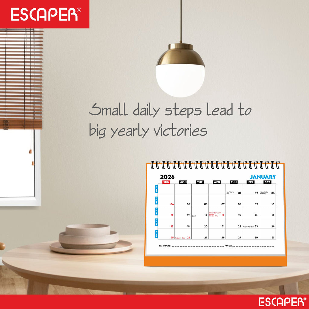 Desk Planner & Table Calendar – A5 Daily Organiser for Home, Office & Study - Track Tasks, Notes, Meetings, Deadlines and Important Dates, 2026 New Year Gift