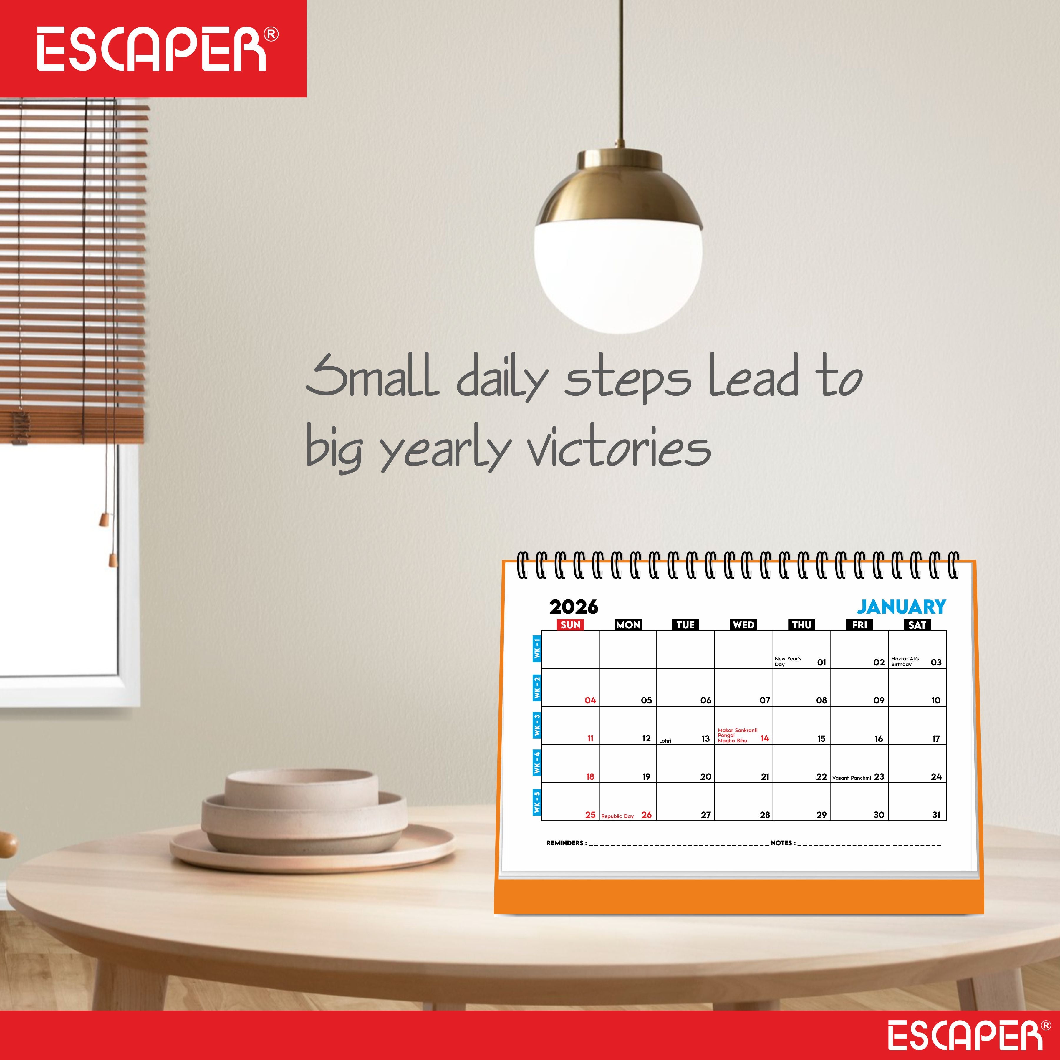 Desk Planner & Table Calendar – A5 Daily Organiser for Home, Office & Study - Track Tasks, Notes, Meetings, Deadlines and Important Dates, 2026 New Year Gift
