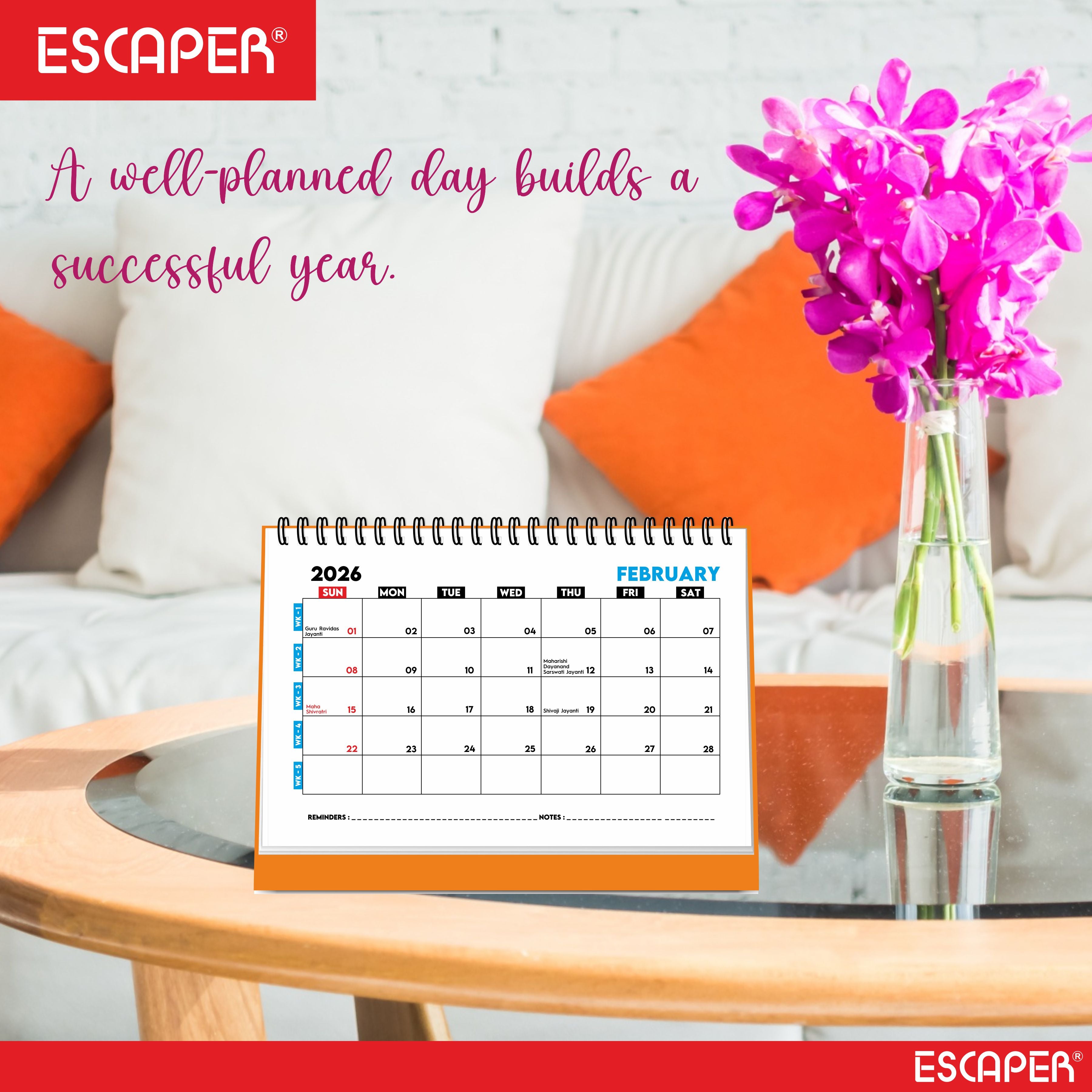 Desk Planner & Table Calendar – A5 Daily Organiser for Home, Office & Study - Track Tasks, Notes, Meetings, Deadlines and Important Dates, 2026 New Year Gift