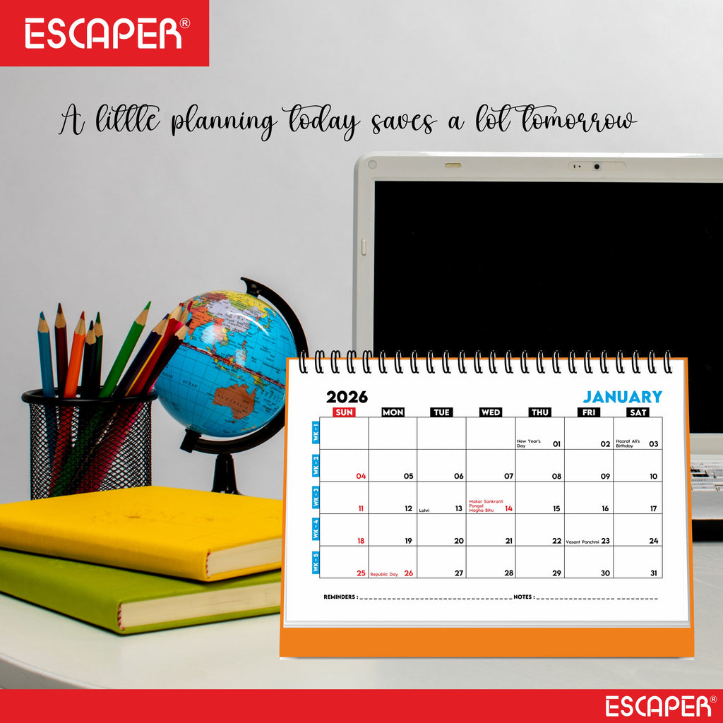 Desk Planner & Table Calendar – A5 Daily Organiser for Home, Office & Study - Track Tasks, Notes, Meetings, Deadlines and Important Dates, 2026 New Year Gift