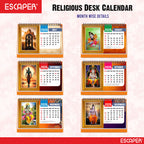 Shree Ram 2026 Table Calendar – Ram Lalla & Hanuman Photo, Ram Ji & Ram Darbar Devotional Desk Calendar for Daily Inspiration and Spiritual Blessings, Hindu Calendar 2026
