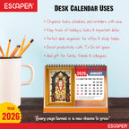Shree Ram 2026 Table Calendar – Ram Lalla & Hanuman Photo, Ram Ji & Ram Darbar Devotional Desk Calendar for Daily Inspiration and Spiritual Blessings, Hindu Calendar 2026