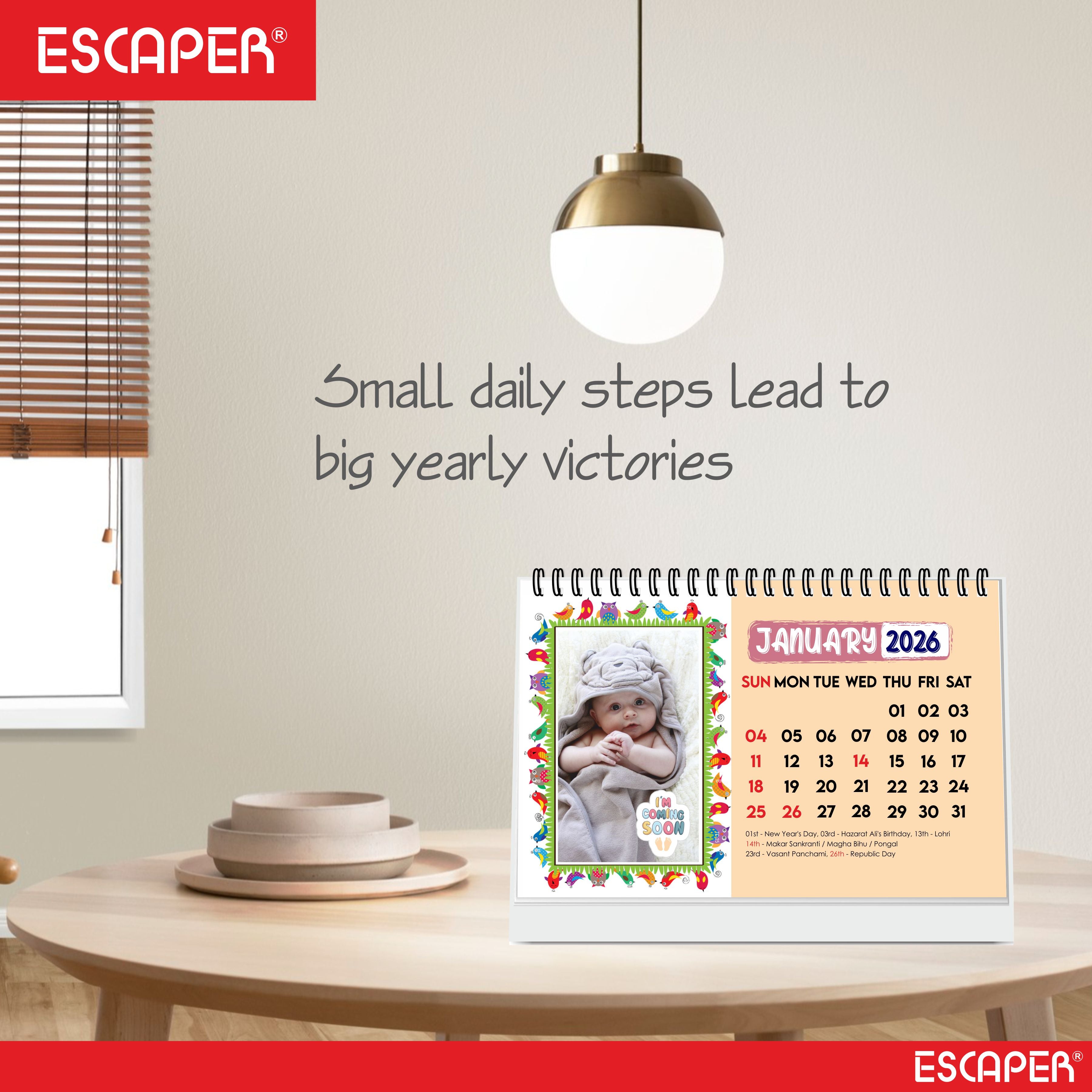 Cute Baby Desk Calendar 2026, A5 Size (8.5 x 5.75 inch), 2026 Table Calendar for Office Desk, Study and Home Table, Baby Boy and Girl Themes, New Year Gift for Women and Family
