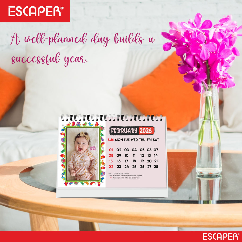 Cute Baby Desk Calendar 2026, A5 Size (8.5 x 5.75 inch), 2026 Table Calendar for Office Desk, Study and Home Table, Baby Boy and Girl Themes, New Year Gift for Women and Family
