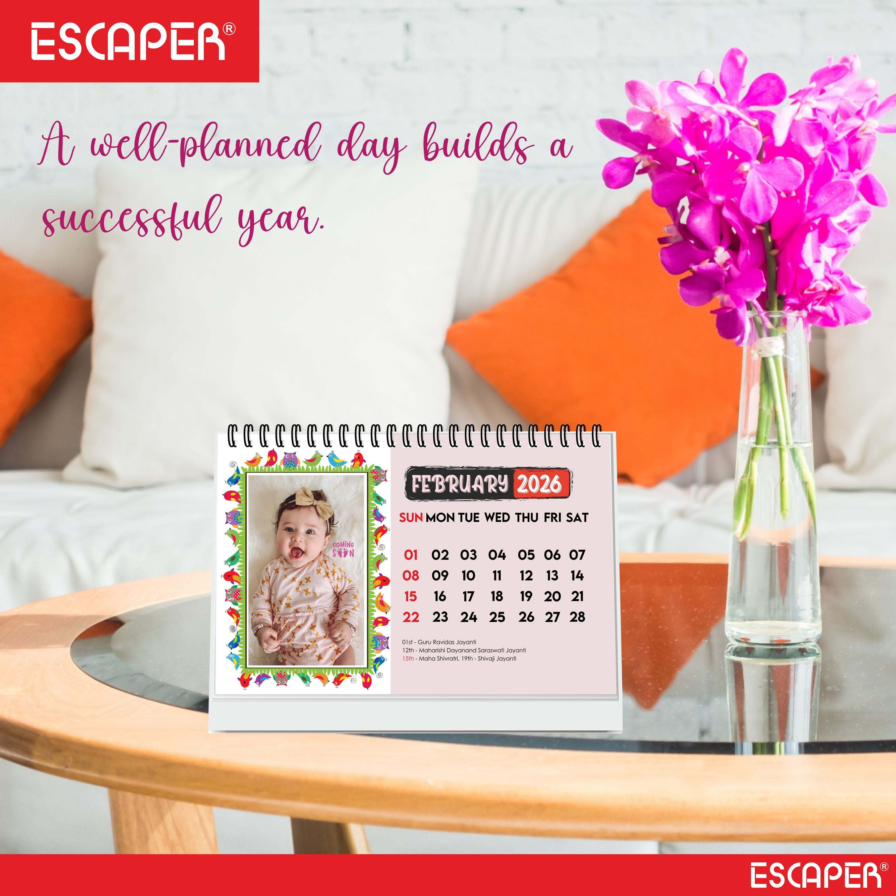 Cute Baby Desk Calendar 2026, A5 Size (8.5 x 5.75 inch), 2026 Table Calendar for Office Desk, Study and Home Table, Baby Boy and Girl Themes, New Year Gift for Women and Family