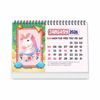 Magical Unicorn 2026 Desk Calendar – A5 size, 16 Pages Table Calendar for Home, Office & Kids, New Year Gift - Believe in Unicorns Calendar 2026, Cartoon Calendar
