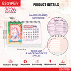 Magical Unicorn 2026 Desk Calendar – A5 size, 16 Pages Table Calendar for Home, Office & Kids, New Year Gift - Believe in Unicorns Calendar 2026, Cartoon Calendar