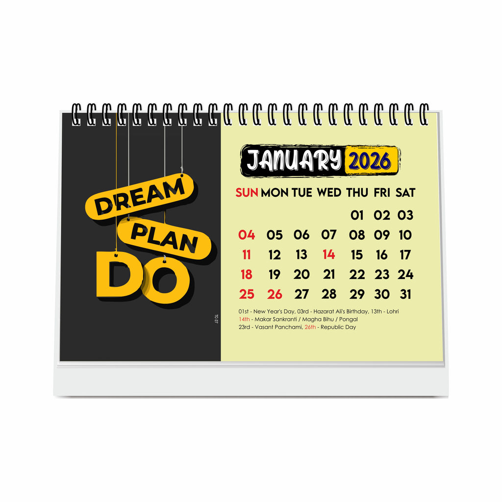 Dream Plan Do Motivational Desk Calendar 2026 – A5 Table Calendar 2026 with Inspirational Quotes, Desktop Calendar 2026, Motivational Calendar for Desk, New Year Calendar 2026
