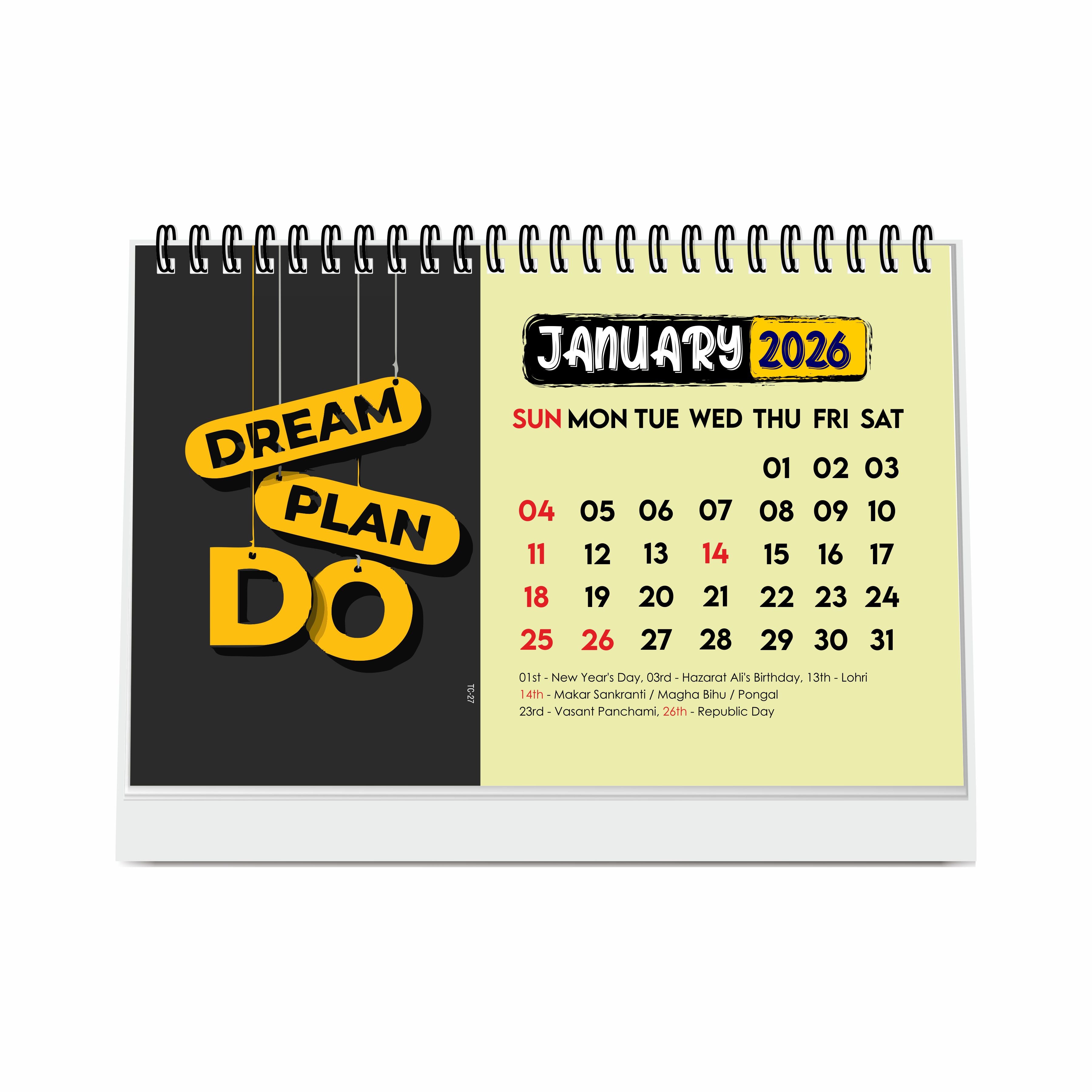 Dream Plan Do Motivational Desk Calendar 2026 – A5 Table Calendar 2026 with Inspirational Quotes, Desktop Calendar 2026, Motivational Calendar for Desk, New Year Calendar 2026