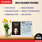 Inspirational Desk Calendar 2026, Motivational Table Calendar 2026, International Famous Personalities Photo Calendar 2026, New Year Gift