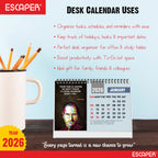 Inspirational Desk Calendar 2026, Motivational Table Calendar 2026, International Famous Personalities Photo Calendar 2026, New Year Gift