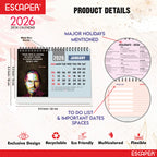Inspirational Desk Calendar 2026, Motivational Table Calendar 2026, International Famous Personalities Photo Calendar 2026, New Year Gift