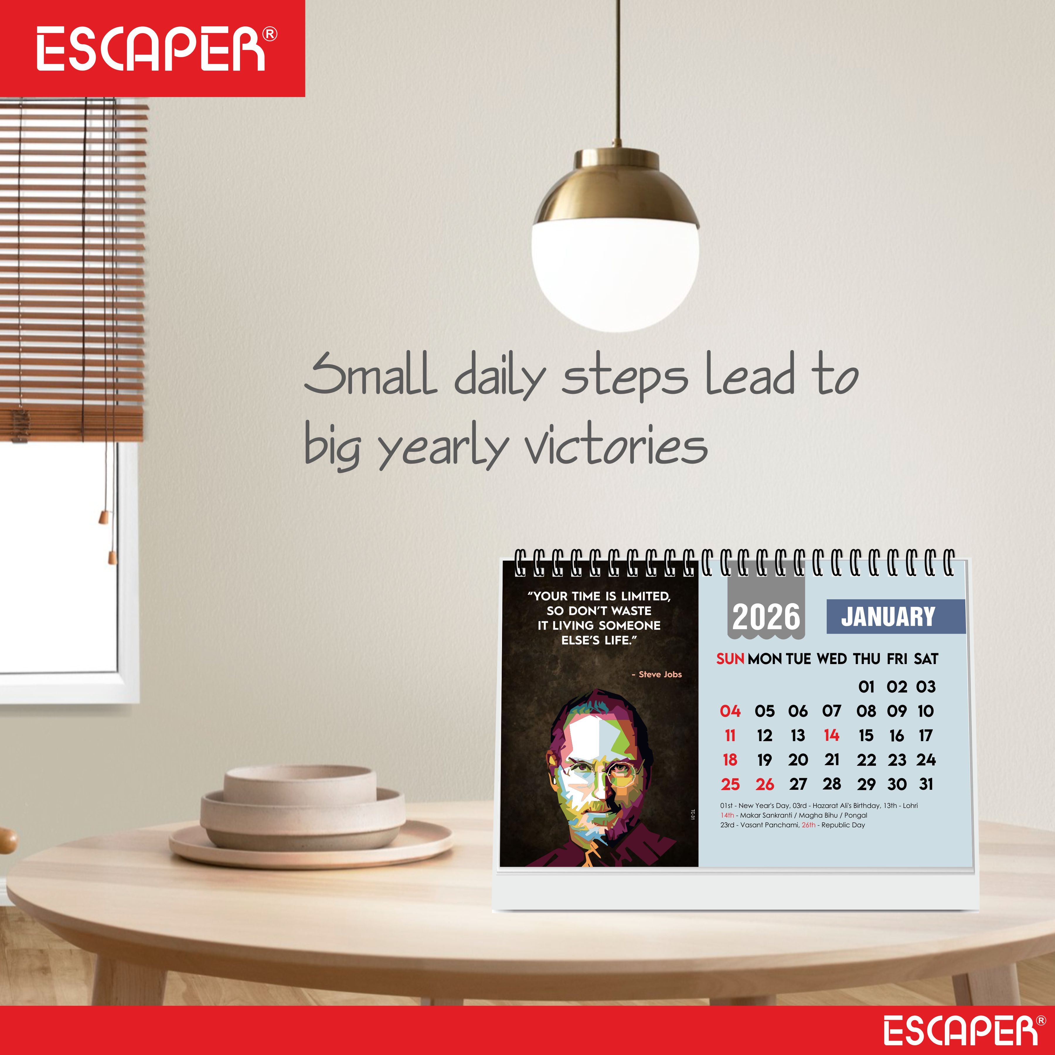 Inspirational Desk Calendar 2026, Motivational Table Calendar 2026, International Famous Personalities Photo Calendar 2026, New Year Gift