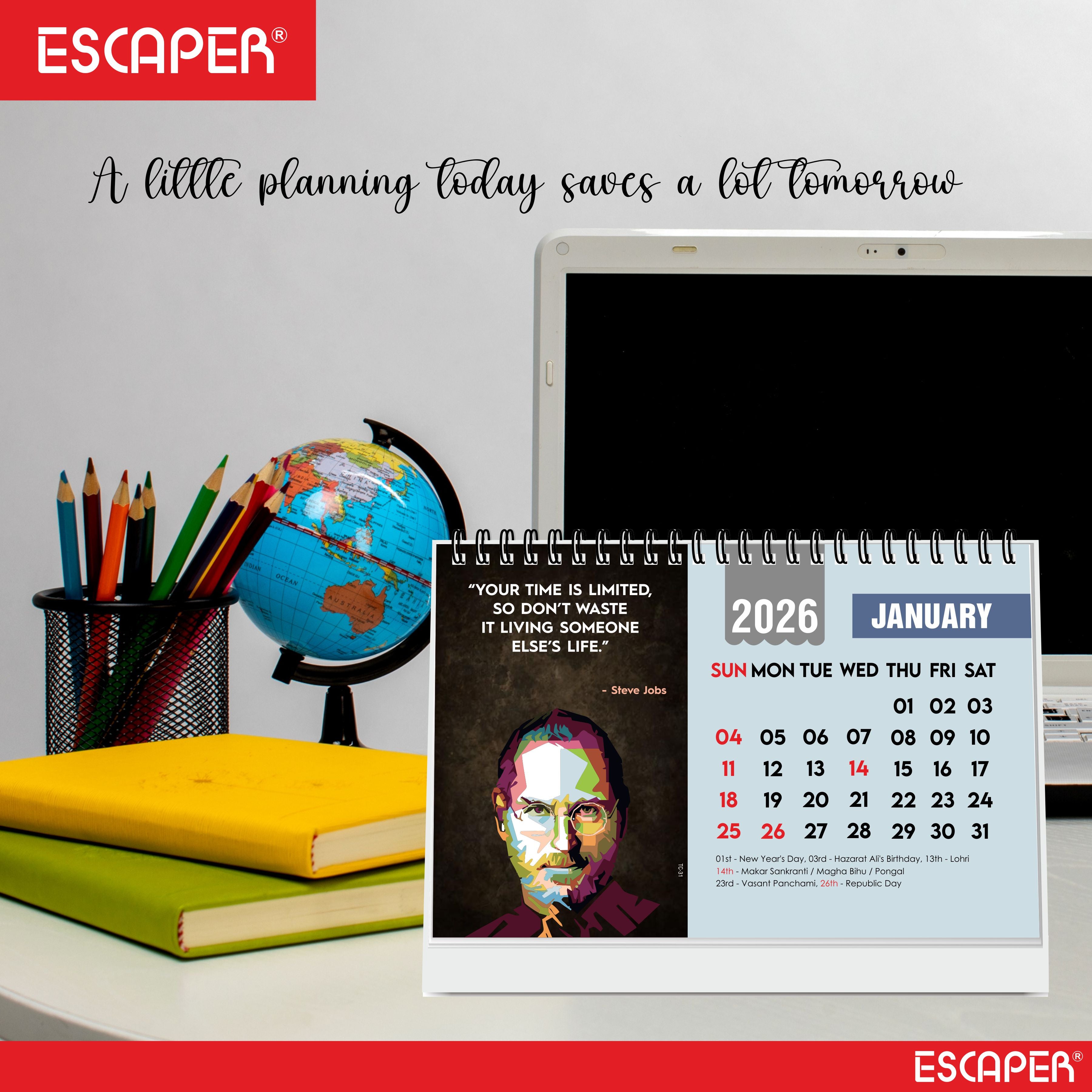Inspirational Desk Calendar 2026, Motivational Table Calendar 2026, International Famous Personalities Photo Calendar 2026, New Year Gift