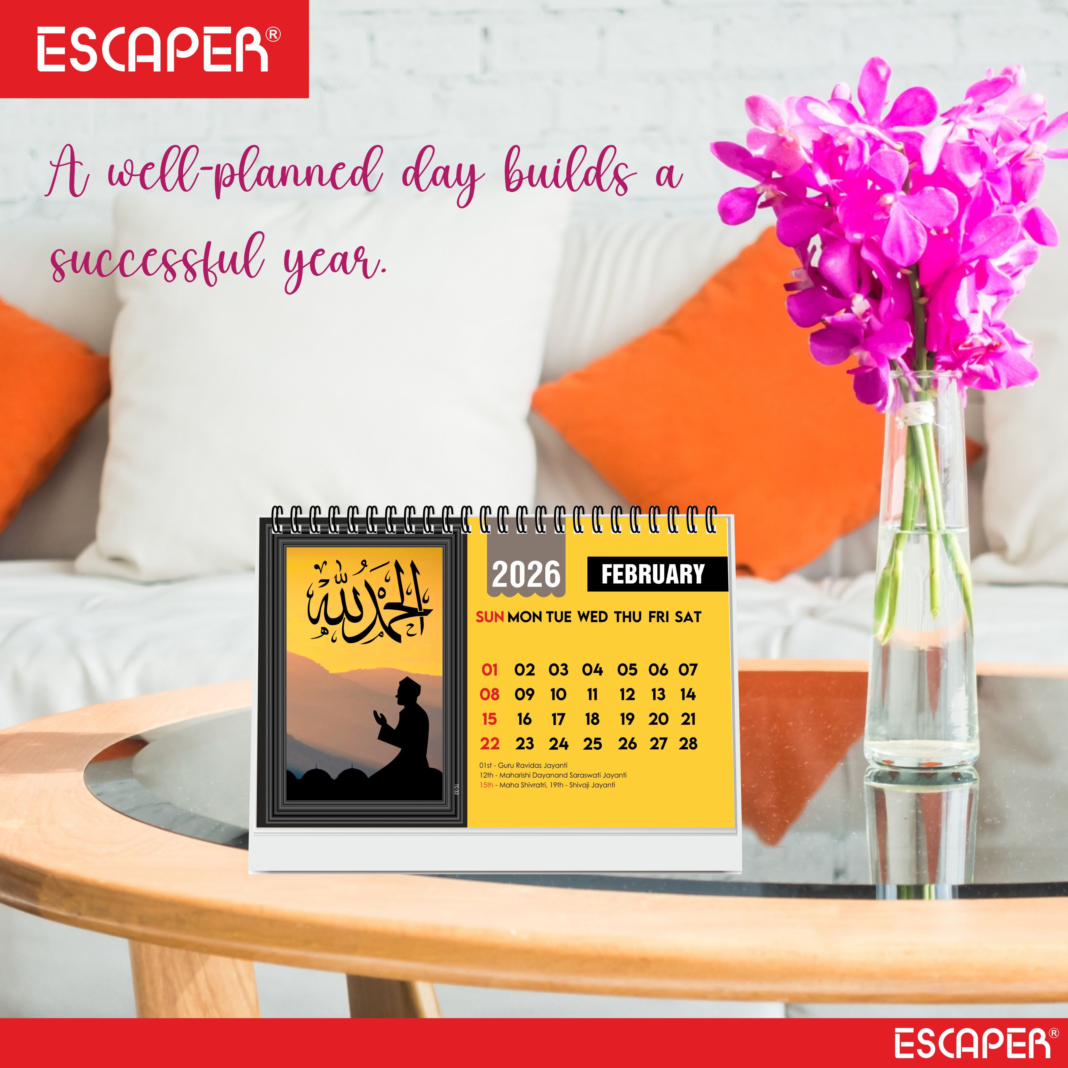 Islamic Desk Calendar 2026 (A5 Size), Muslim Table Calendar 2026, Allah Calendar 2026, Ramadan Calendar, Islamic Decorative Item & Muslim Gift