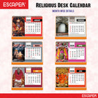 Famous Hindu Temples Desk Calendar 2026, Hindu Mandir Table Calendar with Vaishno Devi, Amarnath Ji, Kedarnath Dham, Mahakaleshwar, Kamakhya Devi & Siddhi Vinayaka Photos, Religious Spiritual Calendar for Home & Office
