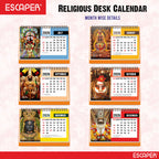 Famous Hindu Temples Desk Calendar 2026, Hindu Mandir Table Calendar with Vaishno Devi, Amarnath Ji, Kedarnath Dham, Mahakaleshwar, Kamakhya Devi & Siddhi Vinayaka Photos, Religious Spiritual Calendar for Home & Office