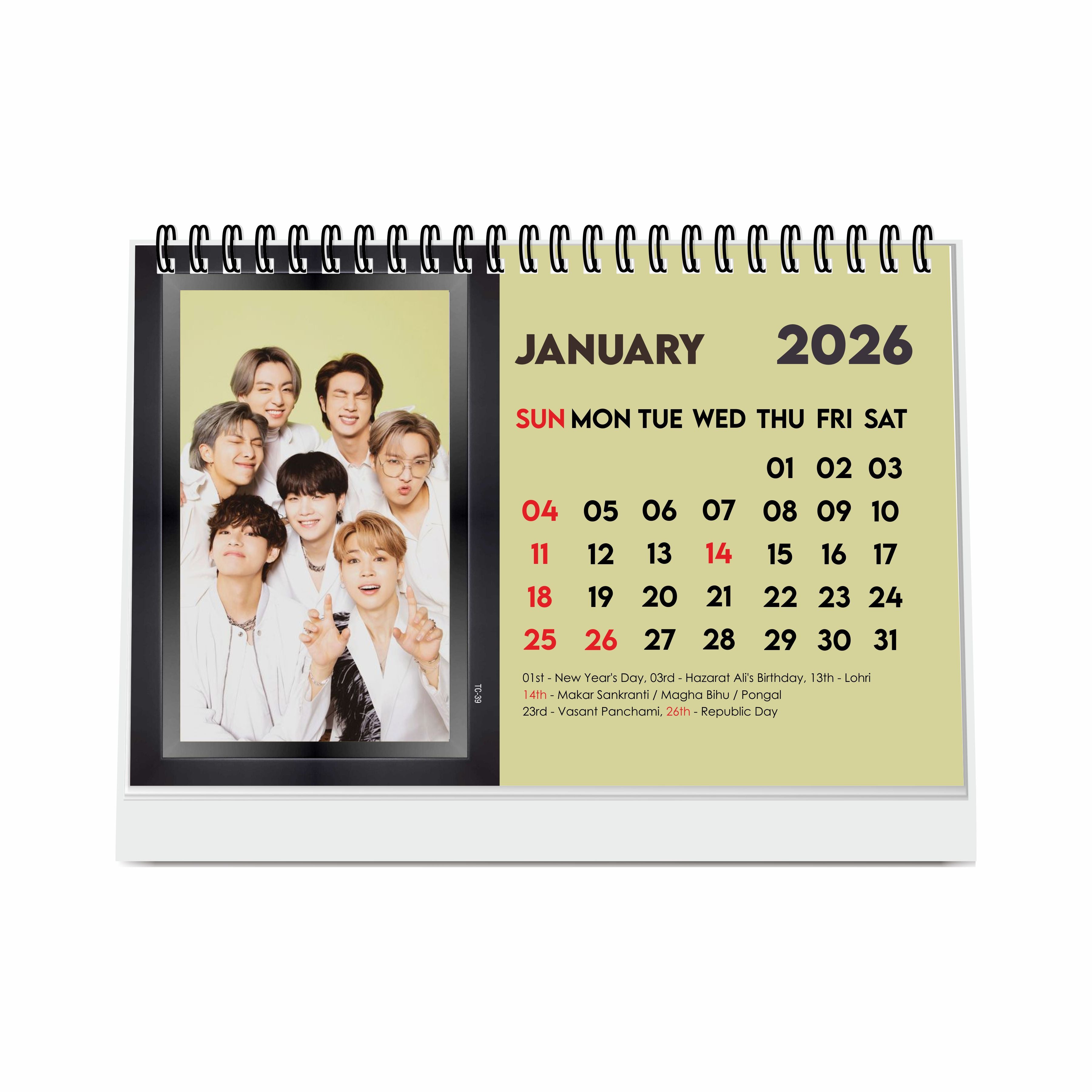 BTS Calendar 2026 Desk, BTS Band Desk & Table Calendar 2026, K-Pop BTS Square Calendar 2026, New Year BTS ARMY Gift & Collectible
