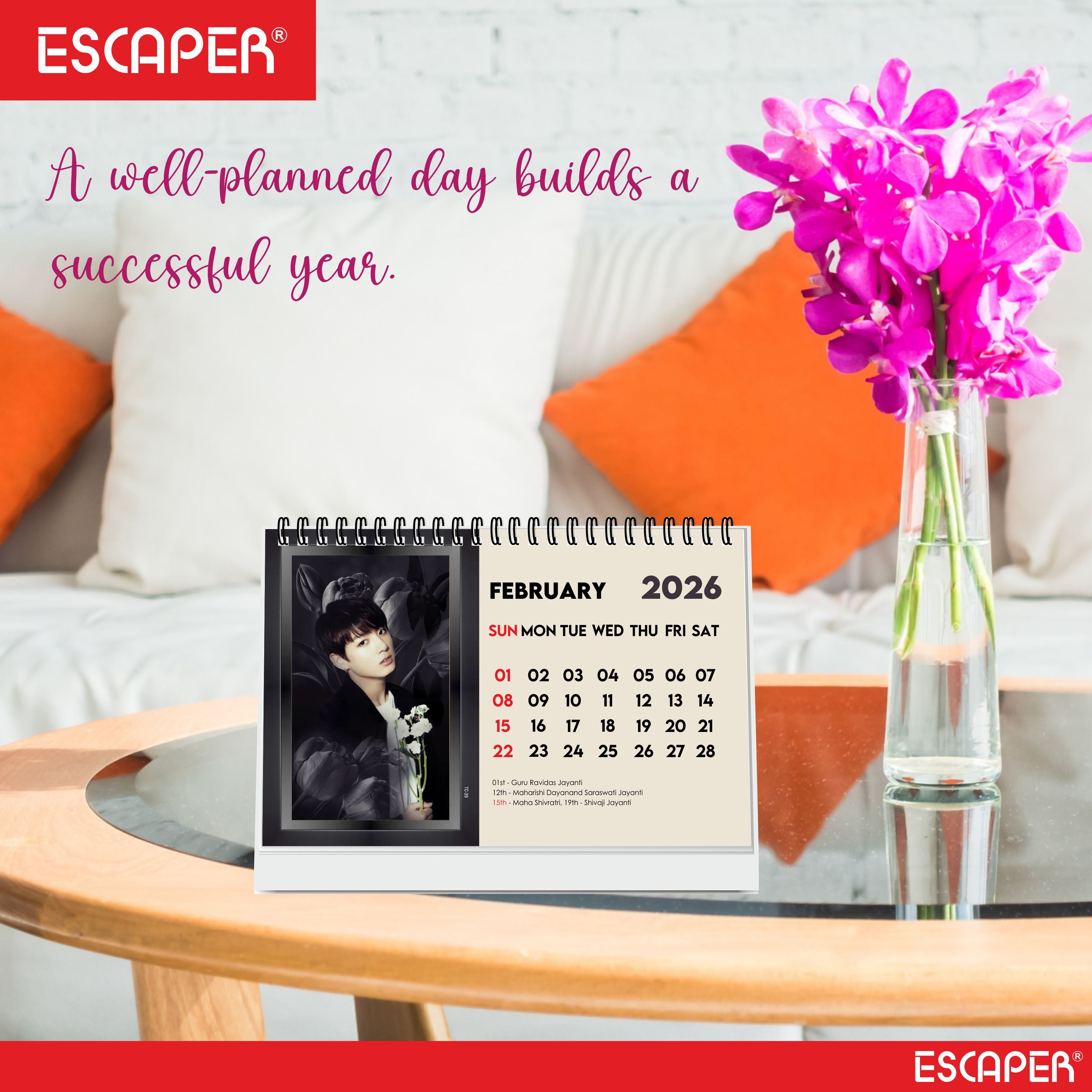 BTS Calendar 2026 Desk, BTS Band Desk & Table Calendar 2026, K-Pop BTS Square Calendar 2026, New Year BTS ARMY Gift & Collectible