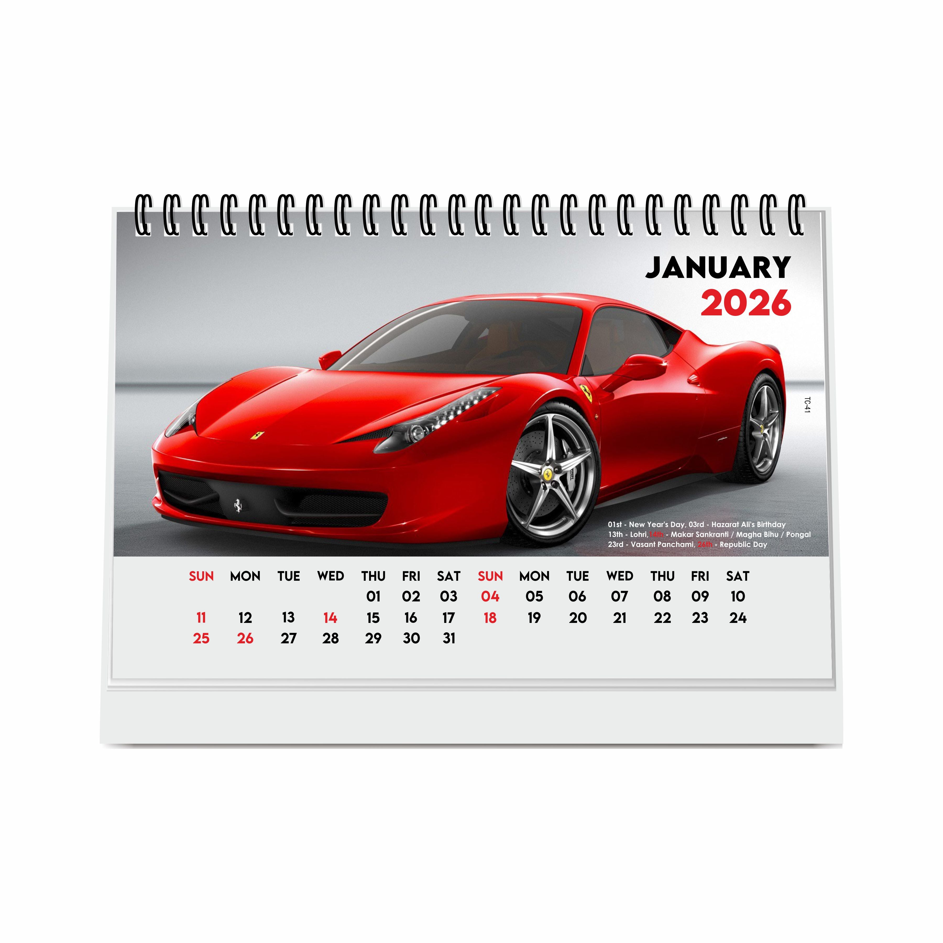 Cars Desk Calendar 2026 (A5 Size) – Luxury & Sports Vehicles Table Display, Office & Study Desktop Organizer, New Year Gift Automotive Desk Decor