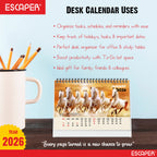 Seven Horses Calendar 2026 Desk, Seven Horses Desktop Table Calendar 2026, Seven Horses Photo Calendar 2026, New Year Calendar 2026, Office & Home Desk Decor