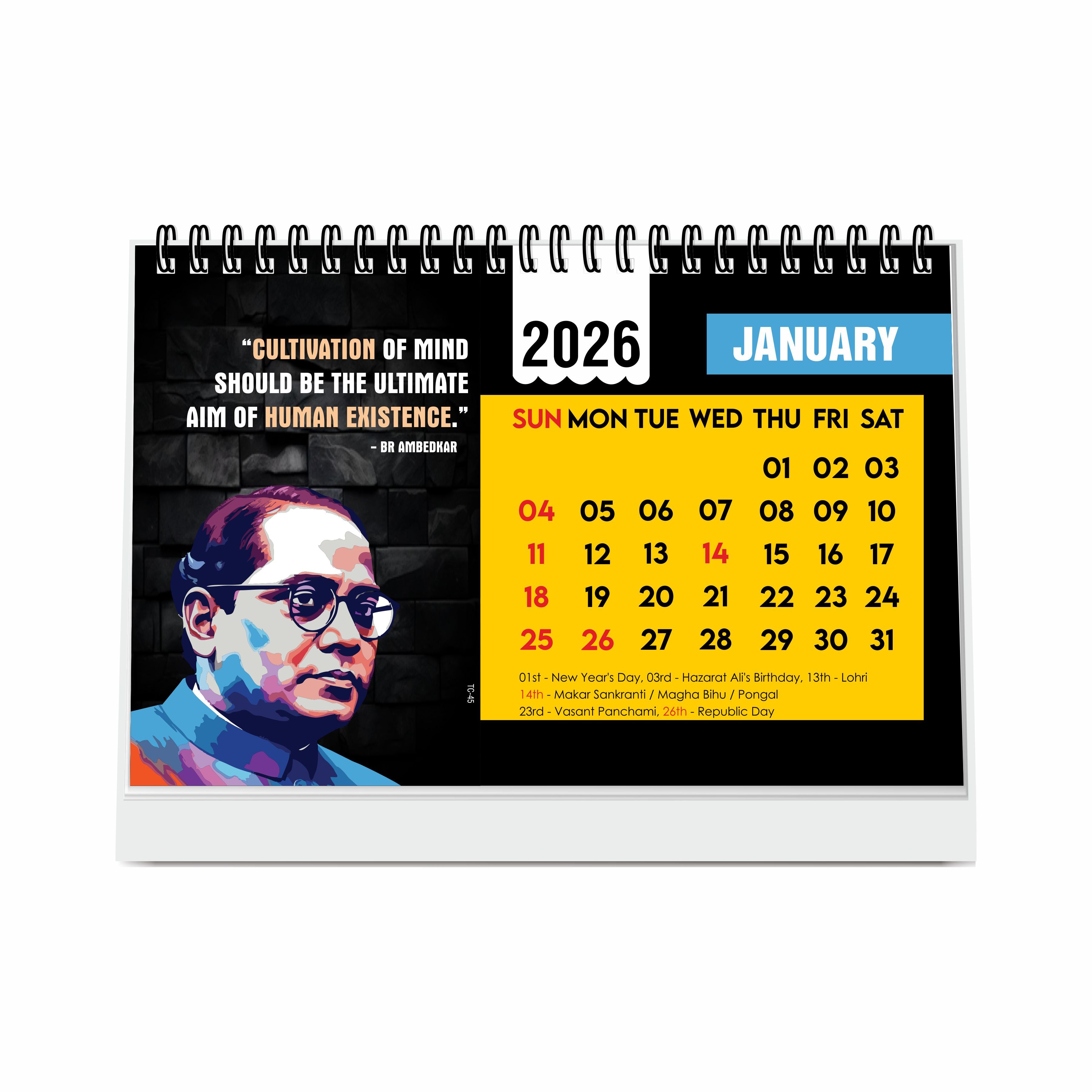 Inspirational Desk Calendar 2026, A5 Size Motivational Table Calendar 2026 with Quotes, New Year Gift for Home & Office