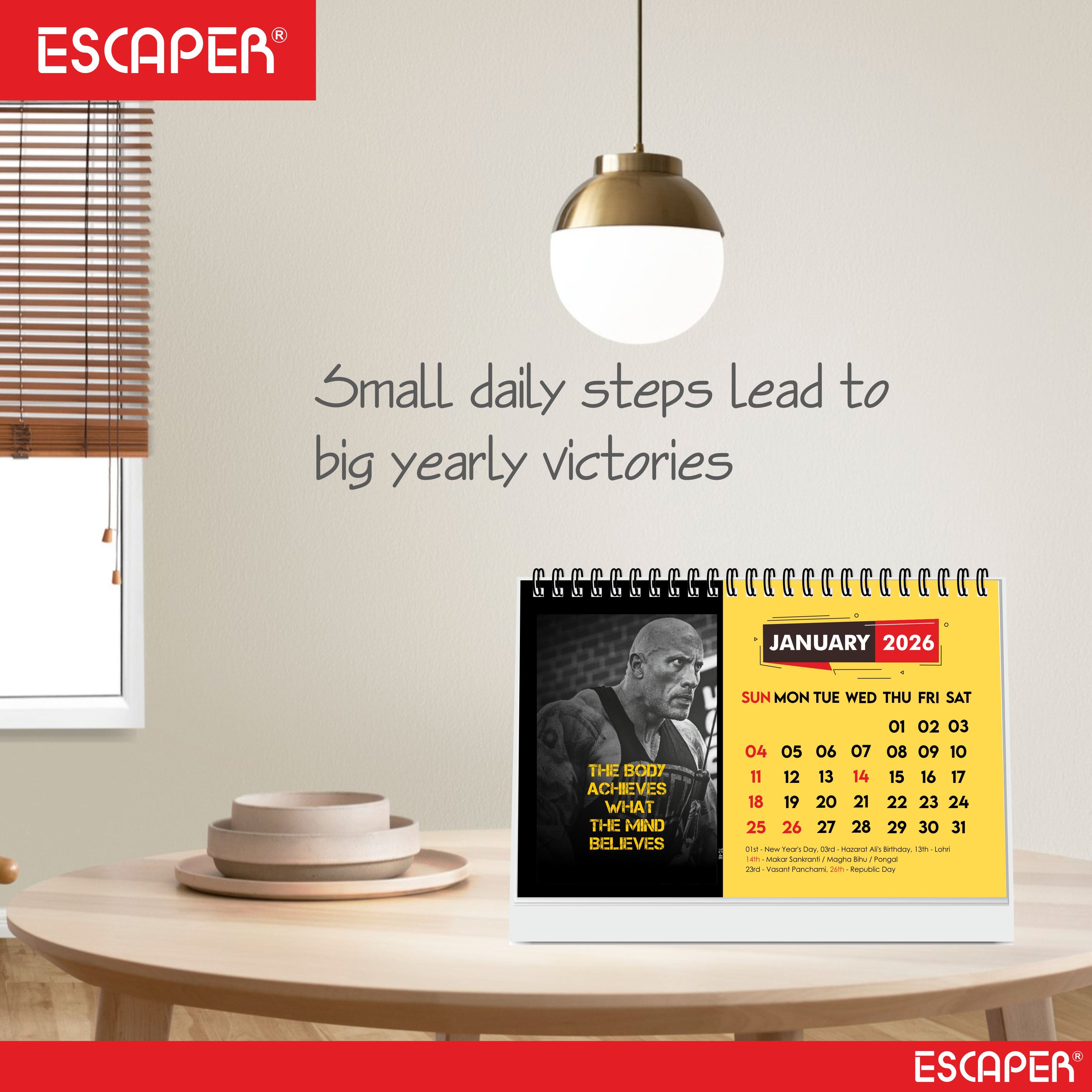 Gym Calendar 2026 Desk – Fitness & Workout Table Calendar, Gym Motivation Calendar, Bodybuilding Planner, Exercise & Training Desk Calendar, New Year Gift