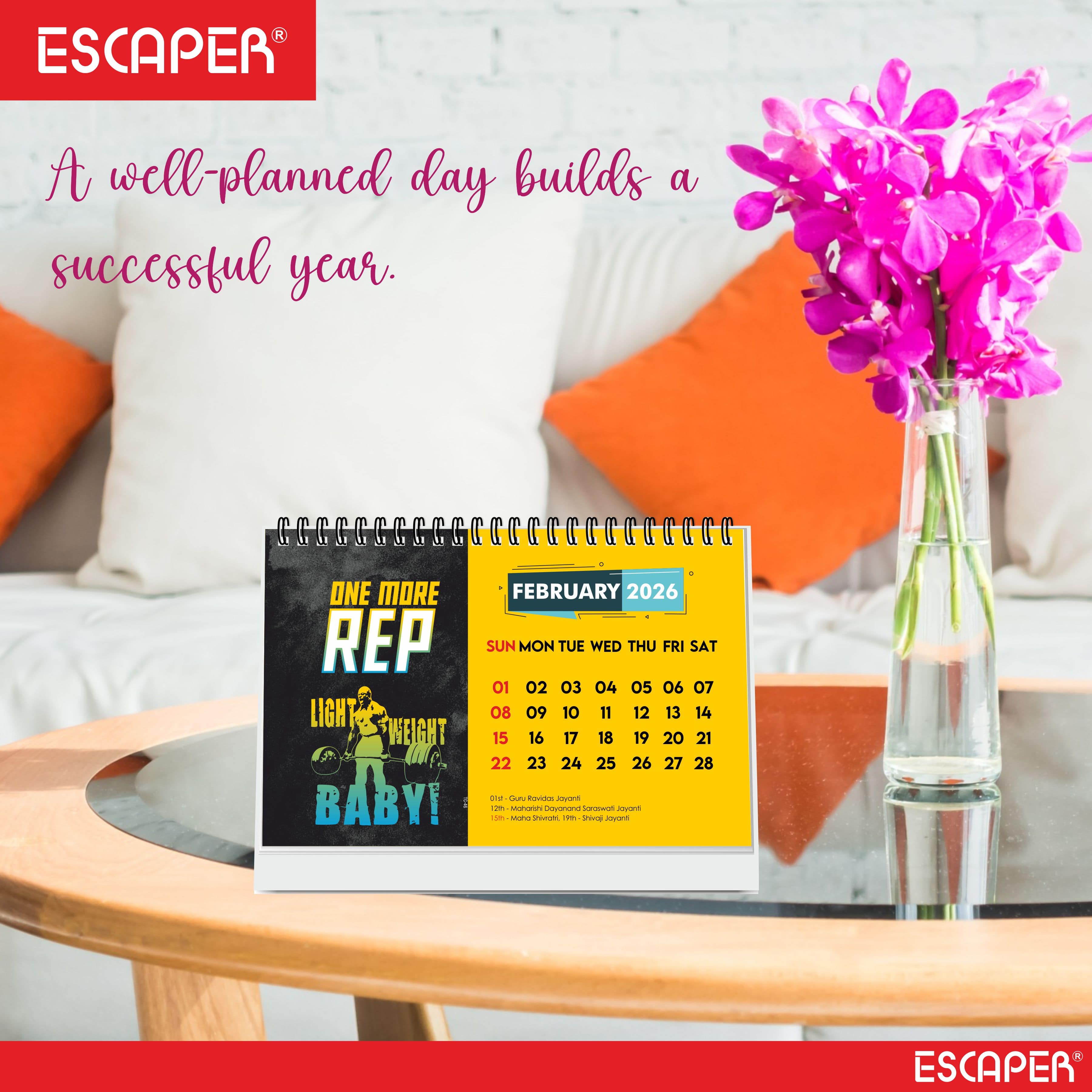 Gym Calendar 2026 Desk – Fitness & Workout Table Calendar, Gym Motivation Calendar, Bodybuilding Planner, Exercise & Training Desk Calendar, New Year Gift