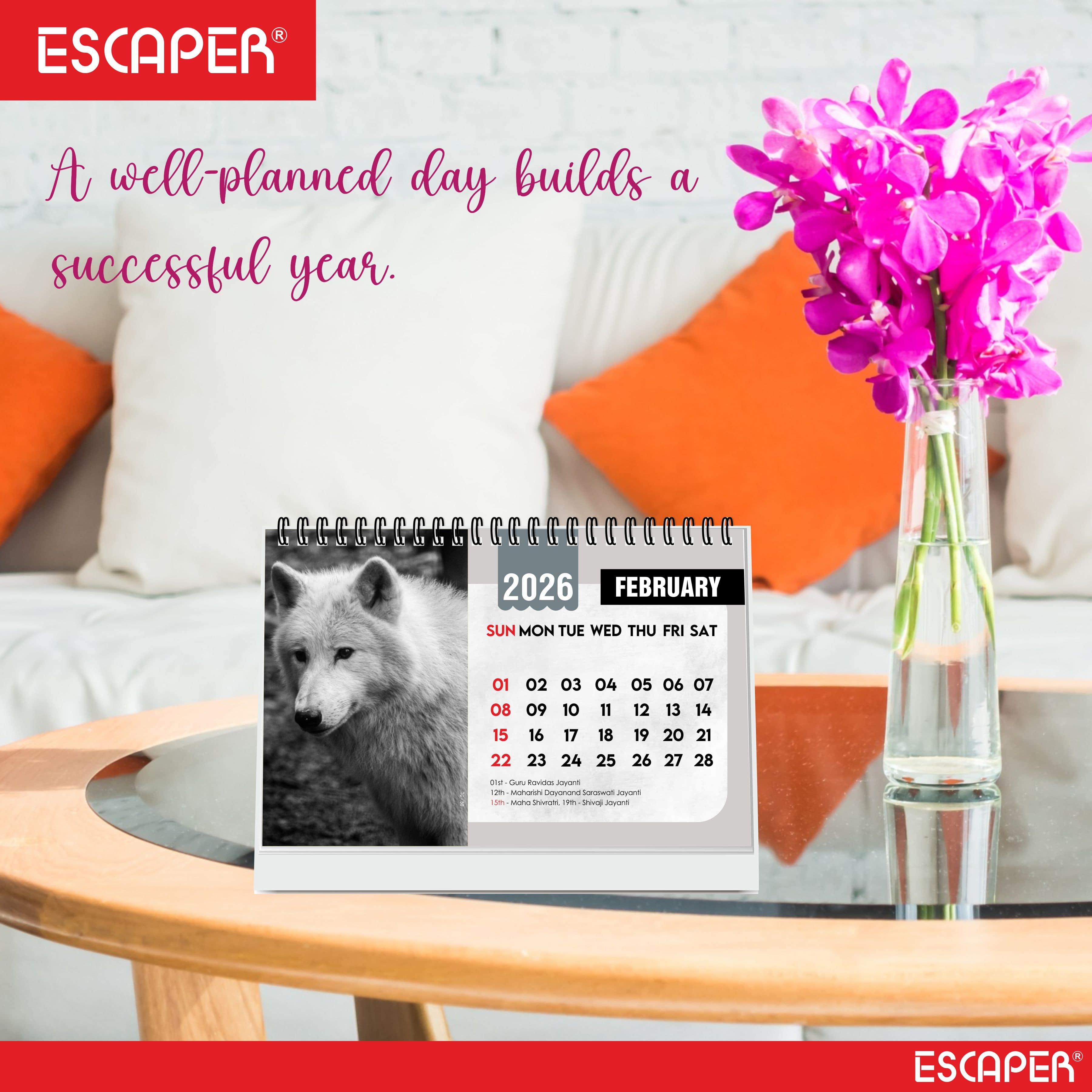 Animals Desk Calendar 2026 – Cute Dogs, Puppies, Cats, Birds & Wildlife Calendar for Home, Office, and Pet Lovers