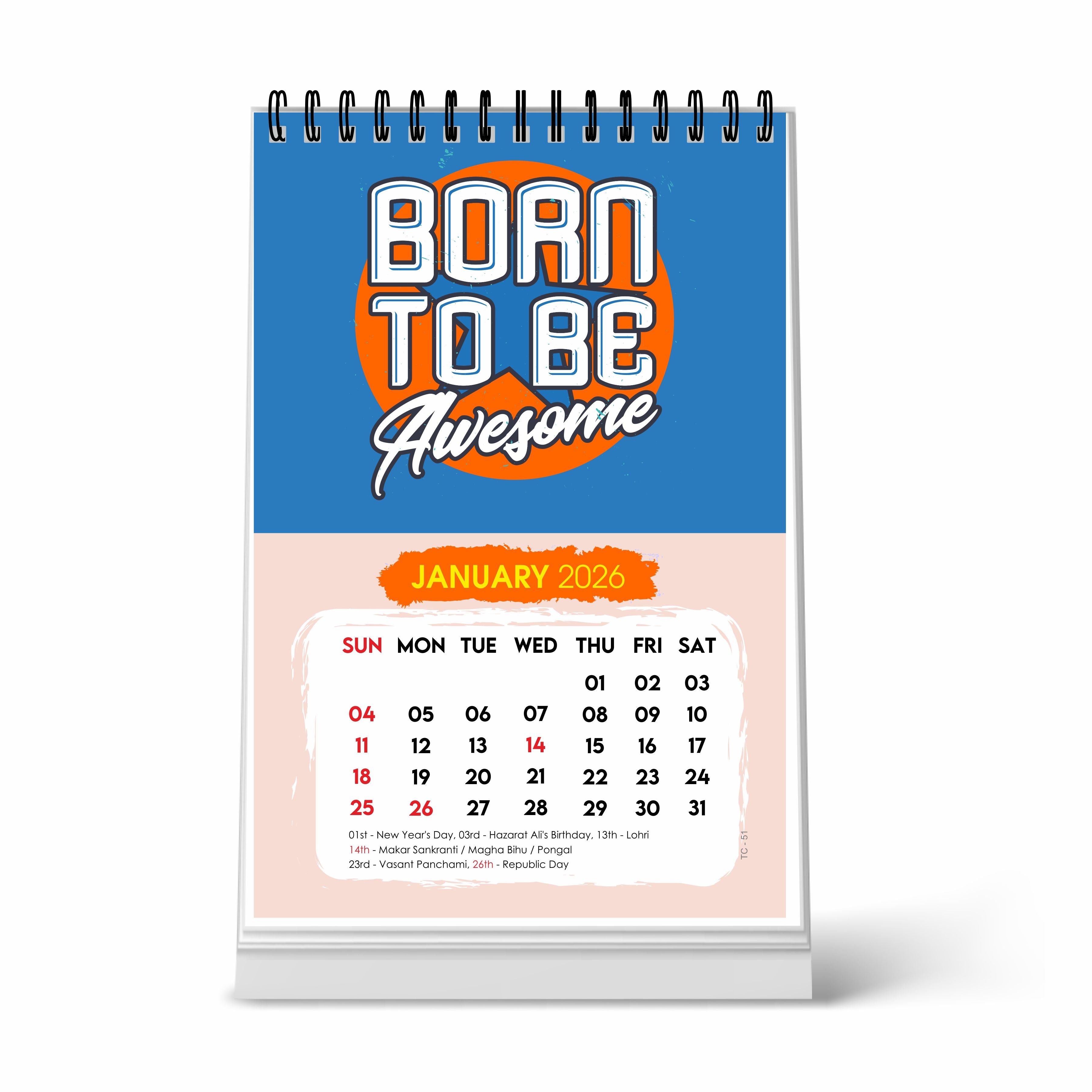 Awesome Motivational Desk Calendar 2026 with Quotes, A5 Size (5.75" x 8.5") Table Calendar for Office, Study, or Home, New Year Calendar 2026 for Gifting, Cute Desk Accessory