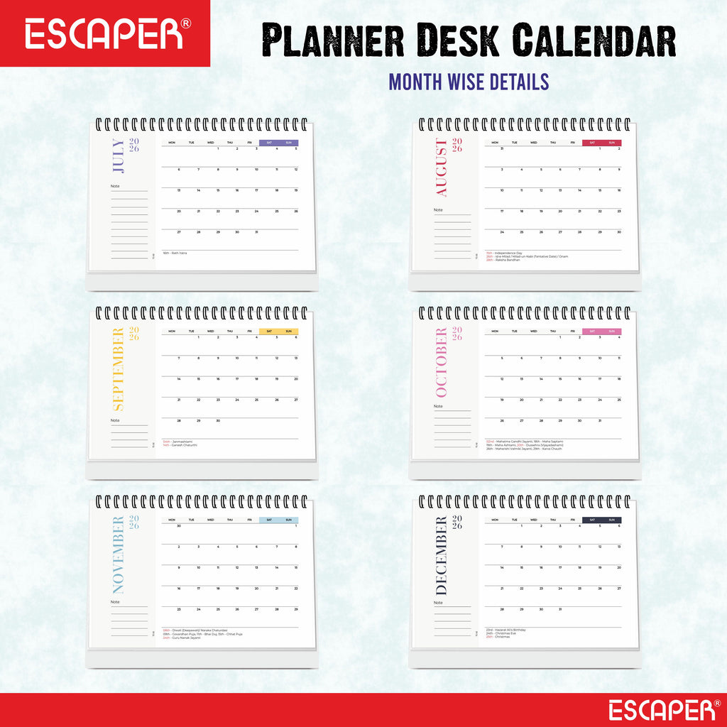 Pastel 2026 Desk Planner & Table Calendar, A5 Daily Calendar for Home, Office & Study, Track Tasks, Meetings, Notes & Deadlines, 2026 New Year Gift & Desk Organizer